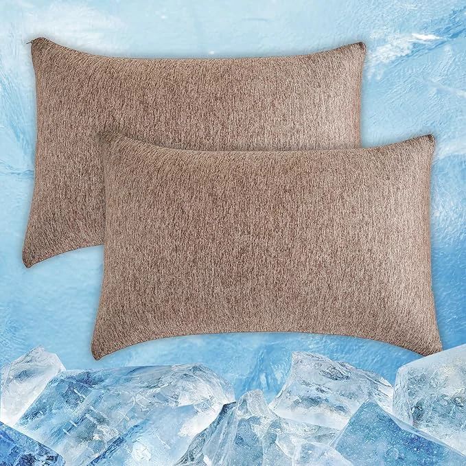 Original Design CHOSHOME Cooling Pillow Cases Zipper Pillow Covers Q-Max gt 0.45 Zippered Pillowcases for Hot Sleepers Soft Breathable Skin-Friendly 2 Pack Standard 20 quot x26 quot Brown Professional