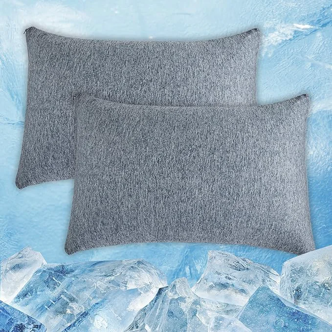 Fast CHOSHOME Cooling Pillow Cases Zipper Pillow Covers Q-Max gt 0.45 Zippered Pillowcases for Hot Sleepers Soft Breathable Skin-Friendly 2 Pack King 20 quot x36 quot Navy Blue Solid