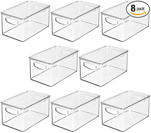 Detailed mDesign Deep Plastic Bathroom Storage Bin Box Lid Built-in Handles Verified