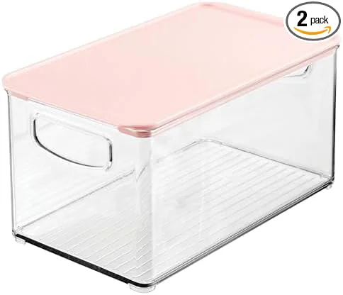 Responsible mDesign Deep Plastic Bathroom Storage Bin Box Lid Built-in Handles Efficient