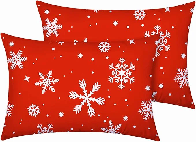Fine YIYEA Christmas Pillow Cases Queen Size Set of 2 Ultra Soft Double Brushed Microfiber Pillowcases Queen Christmas Snowflake Bed Pillow Covers Fade Resistant Easy Slip-On 20 quot x30 quot Superior
