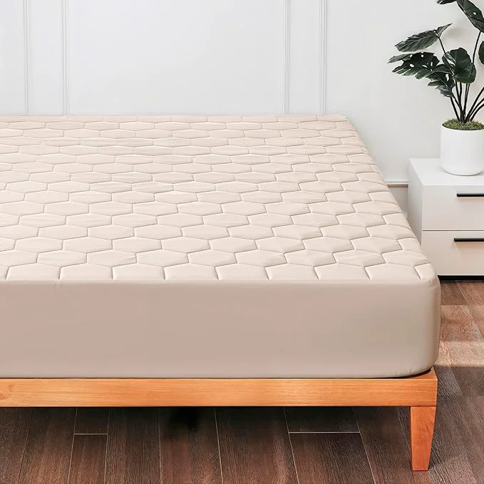 Trendy Hearth amp Harbor Twin Size Quilted Fitted Mattress Pad Cover Waterproof Mattress Protectors Deep Pocket Fitted Mattress Cover 8 quot – 21 quot 39 quot x 75 quot Beige Cream Elite