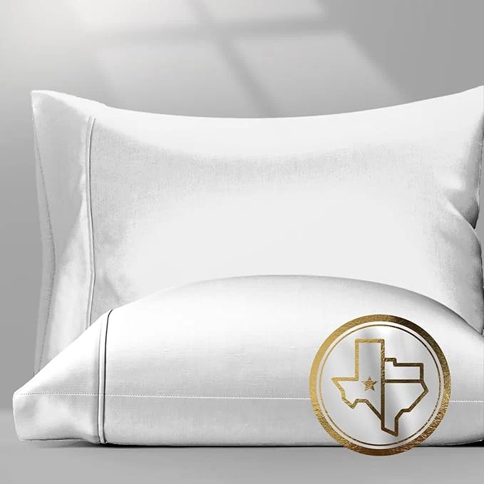 Exceptional Texas Linen Co. Egyptian Cotton Pillow Cases King Size Set of 2 – Luxury 1500 Thread Count Sateen Weave Light Grey Pillow Covers Silky Soft Extra Long Staple Pillowcases Fits King Size Pillows Detailed