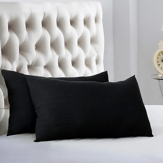 Secure Evolive Ultra Soft Brushed Microfiber Standard Size 20 quot x30 quot Pillowcases Pair Set of 2 with Envelope Closure 20 quot x30 quot Standard Black Environmentally Friendly