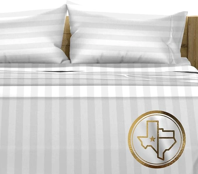 Safe TEXAS LINEN CO. Egyptian Cotton Sheets Queen Size – 1500 Thread Count 4 PC Damask Sheet Set Sateen Luxury Sheet Queen Size High Thread Count Sheets Fits Upto 19 quot Deep Pocket White Stripe Convenient