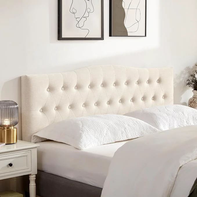 Luxury Tufted Headboard Twin Size Solid Wood Adjustable Height Head Board Beige Upholstered Twin XL Headboard Only Durable Solid Wood Legs Adjustable Height 37-51 in Fabric Button Diamond HeadBoards Green