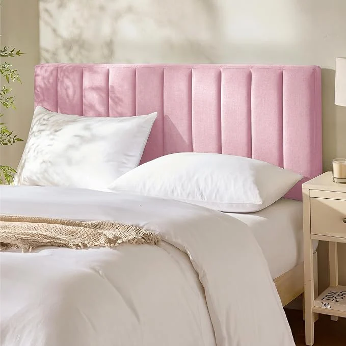 Organic Hearth amp Harbor Wall Mounted King Headboard Only Bed Headboard King Size Easy Assemble Floating Peel and Stick Upholstered Channel Stitched 3D Wall Panels 5 Strips of 3M Tape Included Pink Sophisticated
