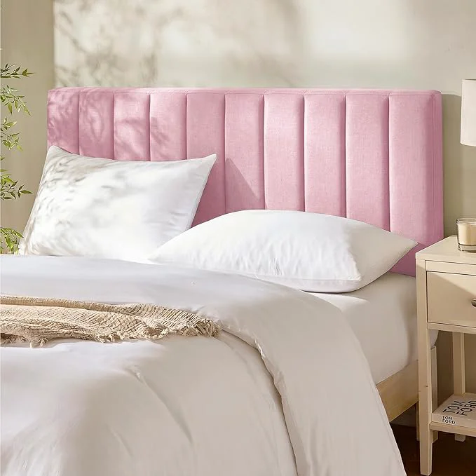 Responsible Hearth amp Harbor Wall Mounted Queen Headboard Only Bed Headboard Queen Size Easy Assemble Floating Peel and Stick Upholstered Channel Stitched 3D Wall Panels 5 Strips of 3M Tape Included Pink Premium Material