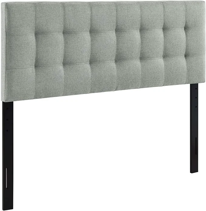 World-Class Modway Lily Tufted Linen Fabric Upholstered King Headboard in Gray Fine