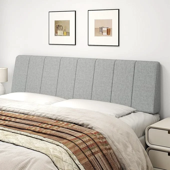 Official King Size Headboard Only-No Assembly Required Light Gray Easy to use no assembly required Linen fabric and extra-thick foam for added comfort Modern style headboard king size Healthy