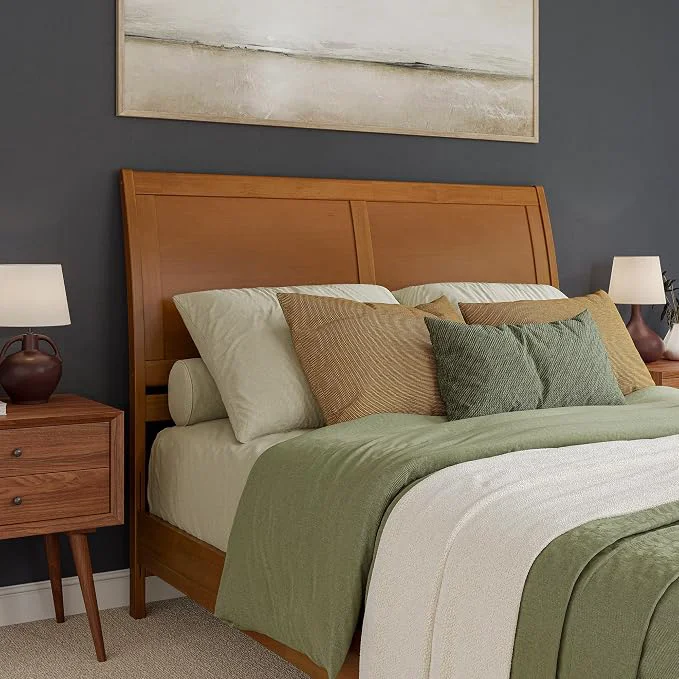 Original Design AFI Portland Queen Sleigh Solid Wood Panel Headboard Light Toffee Professional