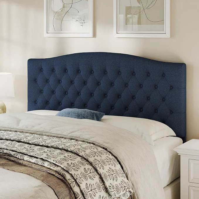 Flexible Queen Headboard Only Upholstered Headboard for Adjustable Bed Linen Tufted Queen Full Size Wall Mounted Head Board with Solid Wood Legs Head Board Navy Blue Innovative