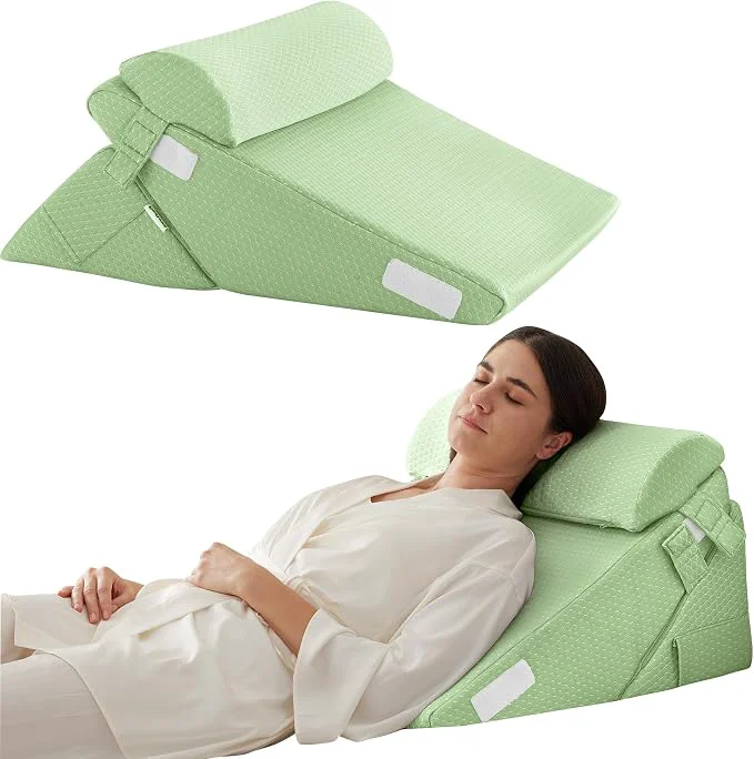 Dependable 3Pcs Orthopedic Bed Wedge Pillow Set Foam Wedge Pillow Post Surgery for Back Leg and Knee Support Adjustable 9 amp 12 Inch Folding Triangle Pillow for Sleeping Acid Reflux Snoring Green Convenient