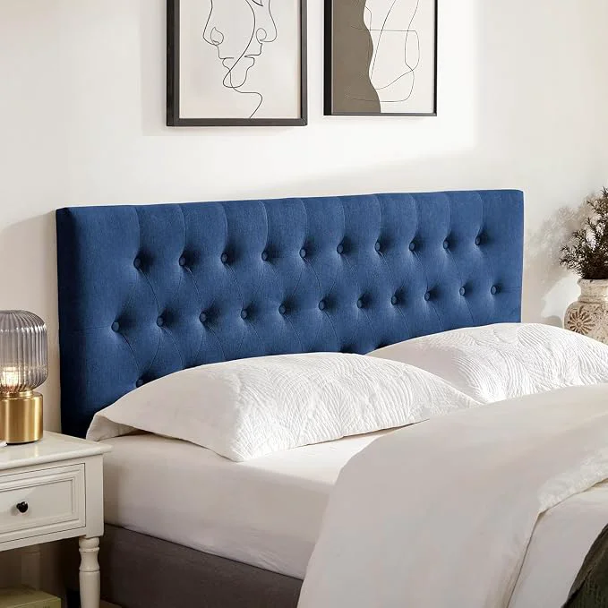 Efficient Tufted Upholstered Headboard Twin Size Adjustable Height 37- 51 in Blue Sturdy and Durable Solid Wood Twin XL Headboard Fabric Twin Headboard Only Modern Button Diamond Design Head Board