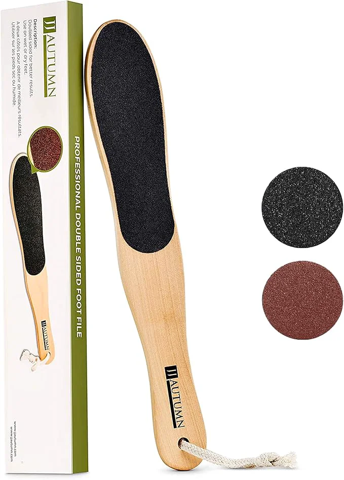 Versatile Spa Quality Foot Rasp Callus Remover Double Sided Wood Professional Foot File Detailed