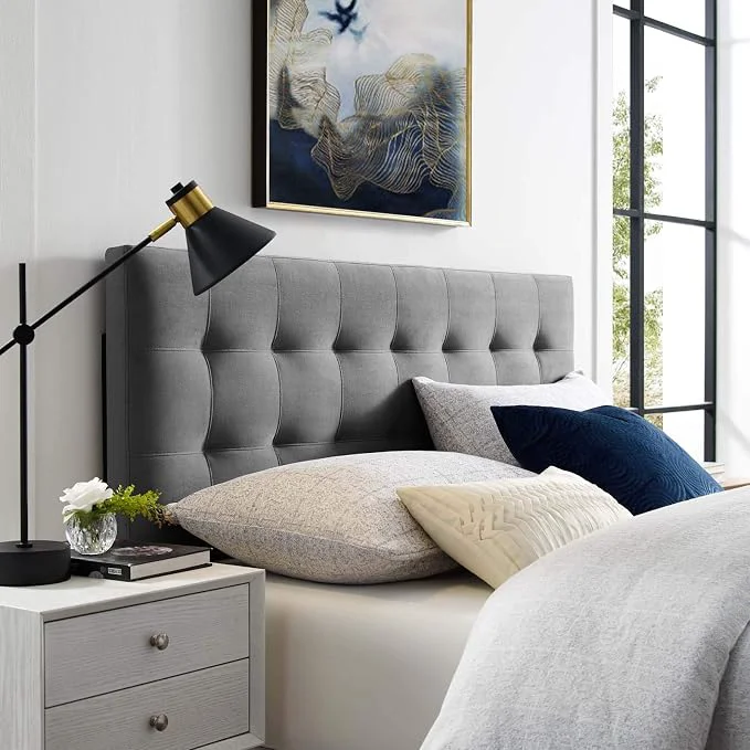 Recyclable Modway Emily Full Biscuit Tufted Performance Velvet Headboard Gray World-Class