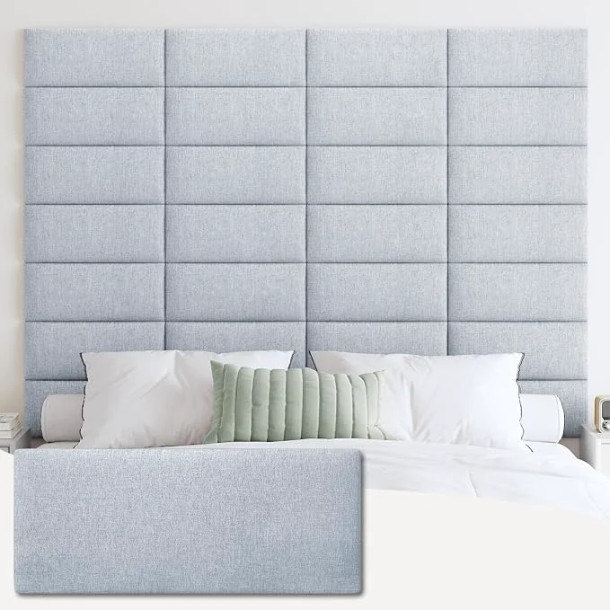 Superior IFNOW Wall Mounted Headboard Peel and Stick Panels Lvory White King 3D Soundproof Acoustic Padding Reusable and Removable Tufted fabric Bed Headboard for bedroom 12 Panels 10 quot x 24 quot Fast