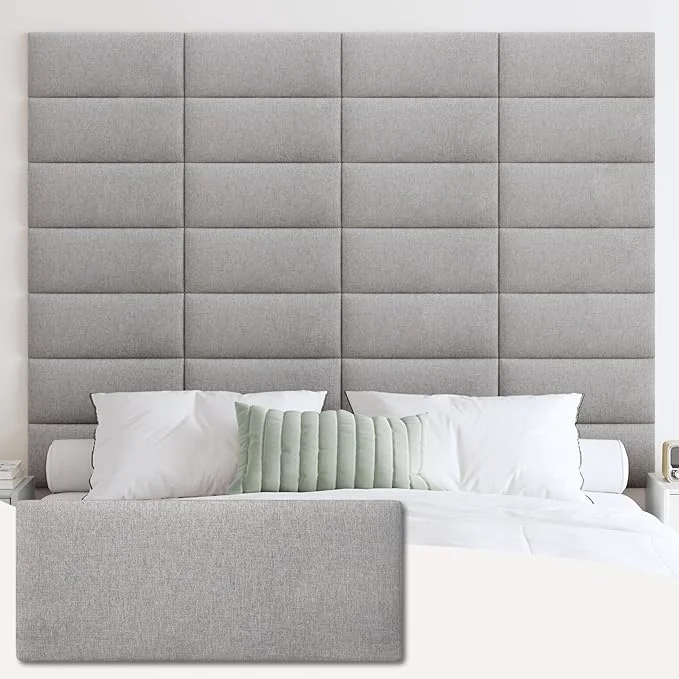 Fine IFNOW Wall Mounted Headboard Peel and Stick Panels Medium Gray King 3D Soundproof Acoustic Padding Reusable and Removable Tufted fabric Bed Headboard for bedroom 12 Panels 10 quot x 24 quot Recyclable