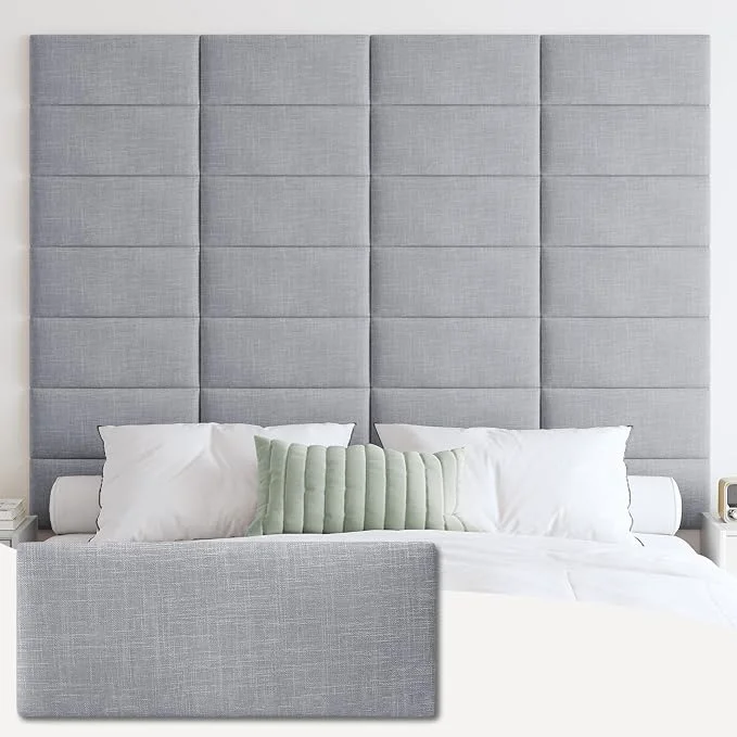 Fine Crafted IFNOW Wall Mounted Headboard Peel and Stick Panels Light Grey Queen 3D Soundproof Acoustic Padding Reusable and Removable Tufted fabric Bed Headboard for bedroom 9 Panels 10 quot x 24 quot Trendy