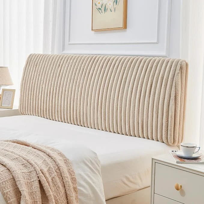 Reliable 4.7 quot Upholstered Modern Headboard for King Size Bed Height Adjustable and Ergonomic Headboard Easy Assemble Sturdy and Durable Faux Rabbit Fur Light Camel High-Quality