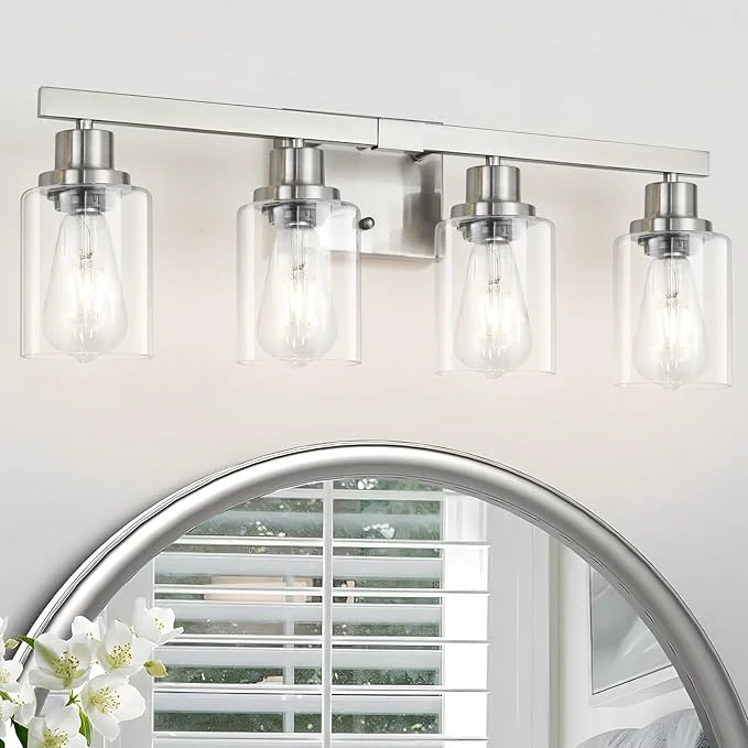 Genuine Bathroom Vanity Light 4-Light Nickel Modern Matte Wall Sconce Lighting Durable