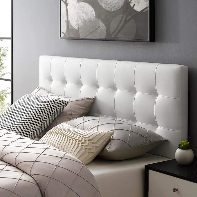 Long-Lasting Modway Lily Tufted Faux Leather Upholstered Full Headboard in White Official