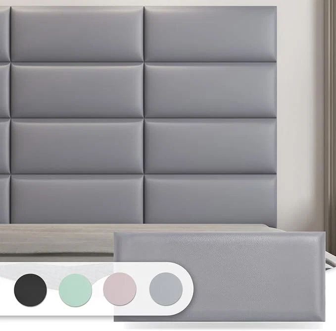 High-Quality Art3d 6-Pack Peel and Stick Upholstered Headboard 9.84 x 23.62 in Grey Self Adhesive Upholstered Padded Panels Fits Multiple Bed Sizes Sound Absorbing I for Bedroom Healthy