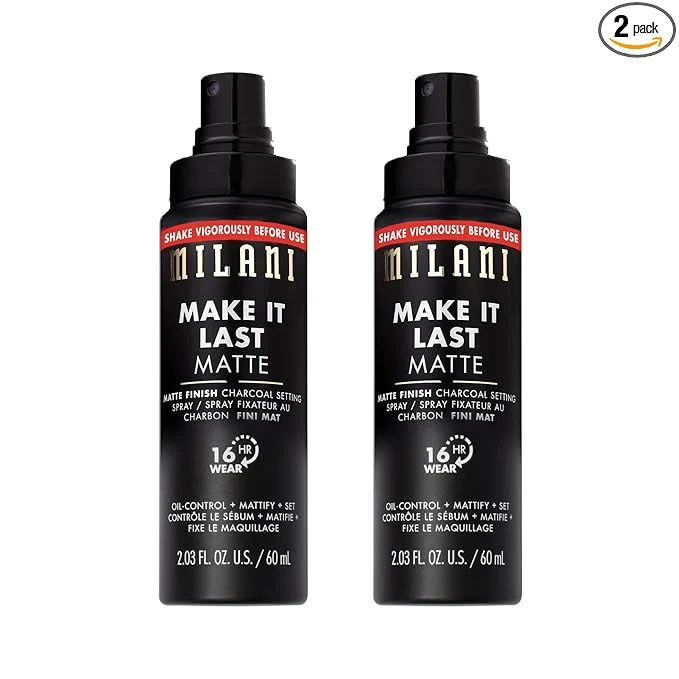 Expertly Made Milani Setting Spray Primer Make It Last Matte- Oil Absorbing Charcoal Efficient