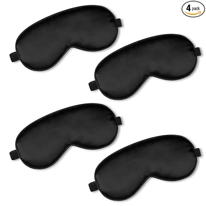 Sustainable BBTO 4 Pcs Silk Sleep Eye Masks Smooth Soft Satin Eye Covers Fine Crafted