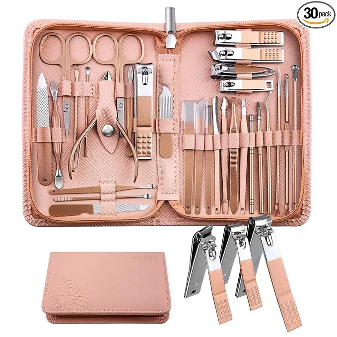 Consistent WOAMA Manicure Set Pedicure Kit – 30 in 1 Nail Kit Professional Stainless Steel World-Class
