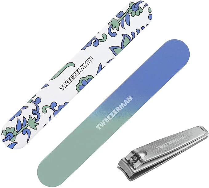 Healthy Tweezerman Blue and Green Paisley Manicure Kit Classic