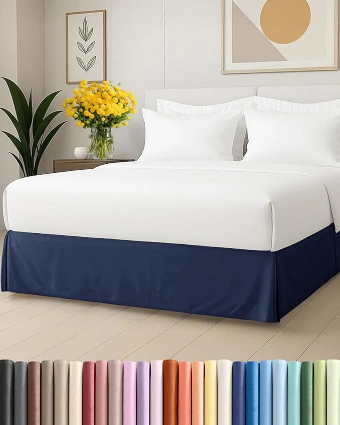 Certified Pleated Bed Skirt Full Size – 3 Sided Pleated Bed Skirt Full – Ultra-Soft Easy Fit with 18 Inch Tailored Drop – Hotel Quality Wrinkle amp Fade Resistant – for Women Men Kids amp Teens – Navy Easy-to-Use