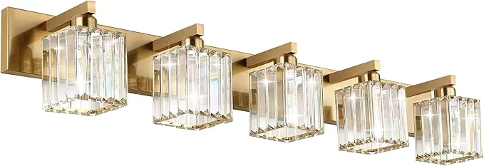Fashionable Aipsun Bathroom Vanity Lights Fixtures Crystal Vanity Light 5 Light Modern Minimalist