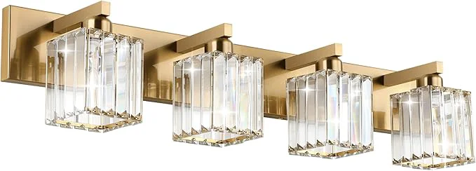 Exclusive Aipsun Bathroom Lighting Fixtures Modern Crystal Vanity Light Brass 4 Light Consistent