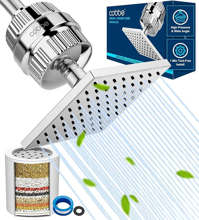Contemporary Cobbe High Pressure Filtered Shower Head Combo Rain Shower Head Eco-Friendly