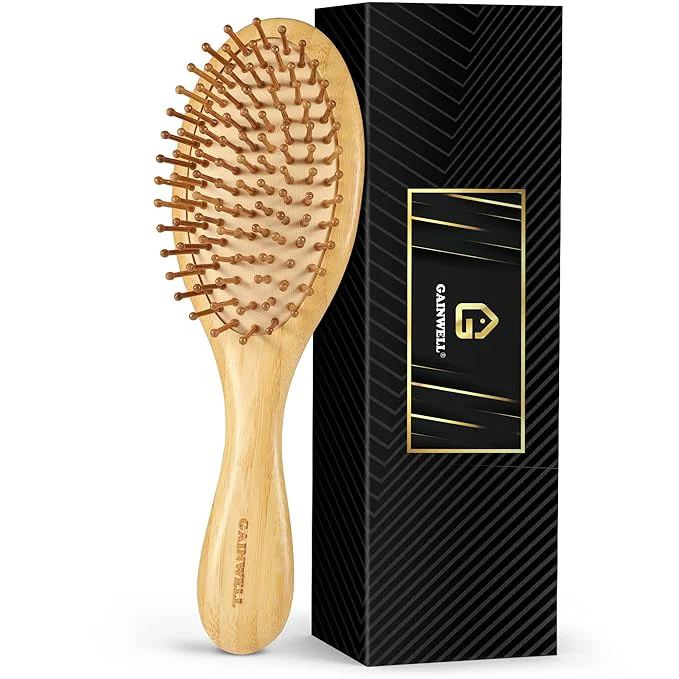 Expertly Made GAINWELL Bamboo Hair Brush for Hair Growth Natural Bamboo Bristles Detangling Smart