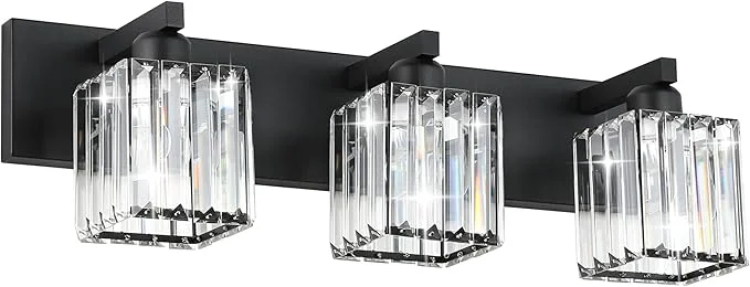 Lightweight Aipsun Black Vanity Light Bathroom Lighting Fixtures 3 Light Crystal Modern Premium Material