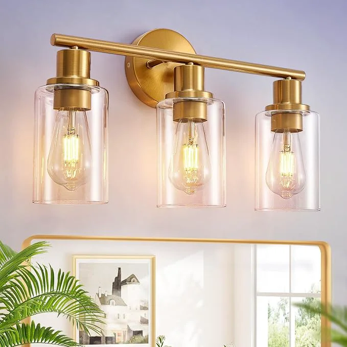 Excellent DLLT 3-Light Bathroom Light Fixtures Gold Modern Vanity Wall Lights Lightweight