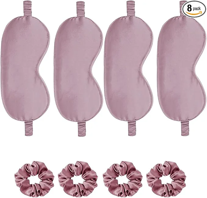 Relaxed Satin Eye Mask 8Pcs Silk Sleep Masks Silky Blindfold Eyeshade Blackout Eyes Premium Material