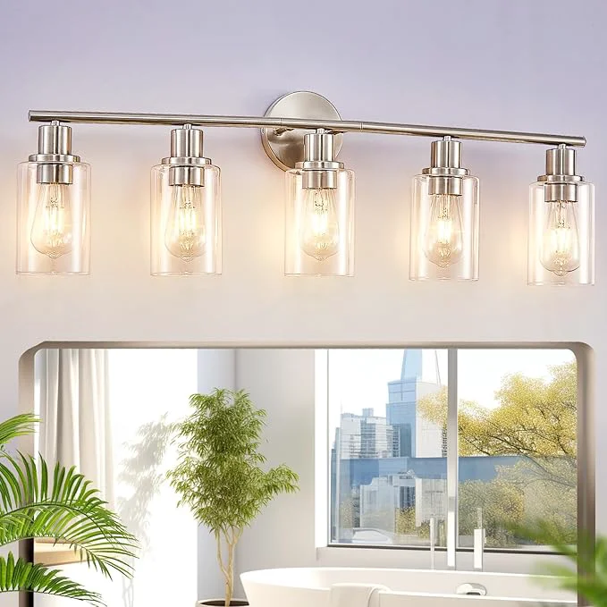 High-End DLLT 6-Light Bathroom Light Fixtures Nickel Modern Vanity Lights Optimized