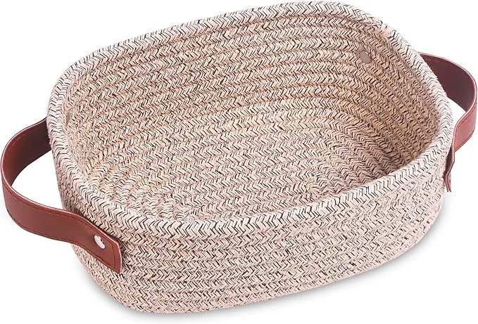 Organic ABenkle Small Storage Basket Mini Rope Woven Baskets Cute Shelf Closet Outstanding