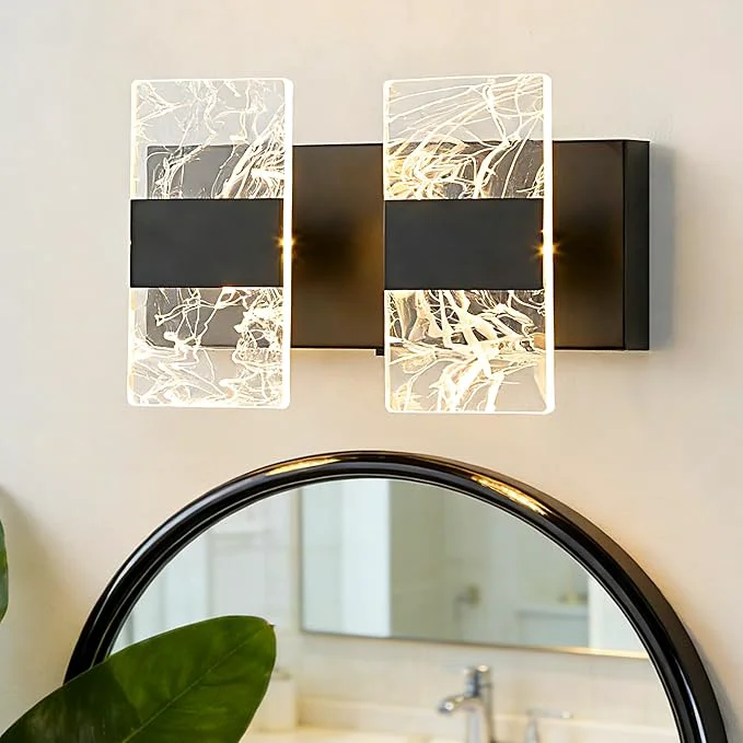 Versatile Modern LED Bathroom Light Fixtures Dimmable 2-Light Black Vanity Light Exceptional