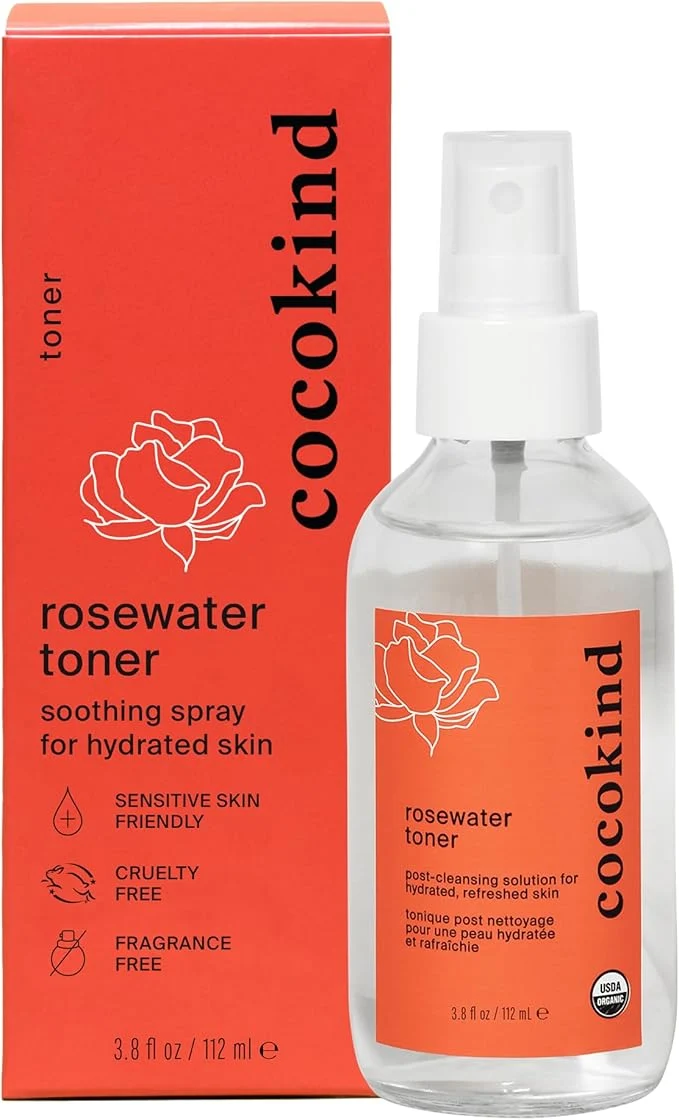 Effective Rosewater Facial Toner by Cocokind Double Cleanse and Balance Skins pH Premium