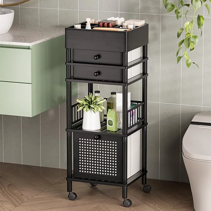 Authentic Amazer Bamboo Makeup Organizer Cart Clean