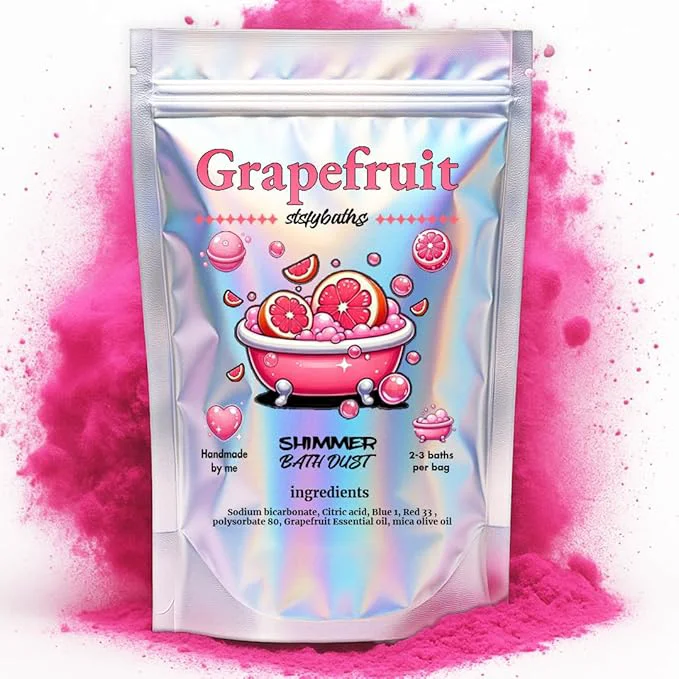 Breathable Pink Grapefruit Shimmer Bath Bomb in A Bag Trendy