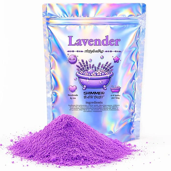 Unique Purple Lavender Shimmer Bath Bomb in A Bag Healthy
