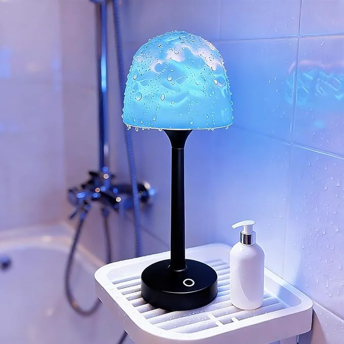 Refined Waterproof Bathroom Lamp with 16 Color Ocean Wave Projector Rechargeable Traditional