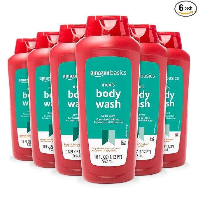 Natural Amazon Basics Men’s Body Wash Sport Scent Paraben and Phthalate Authentic
