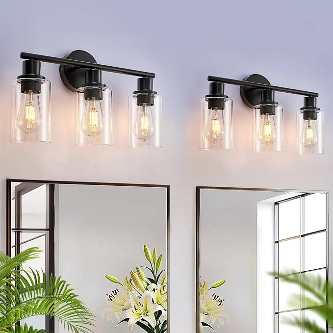 Environmentally Friendly DLLT 3-Light Bathroom Light Fixtures Black Modern Vanity Lights Sustainable