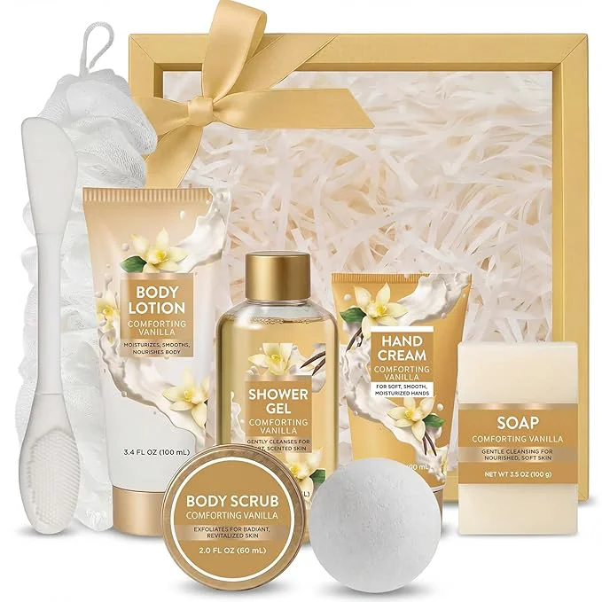 Solid Spa Luxetique Gifts for Women 8pcs Vanilla Bath and Body Works Gift Set for Enhanced